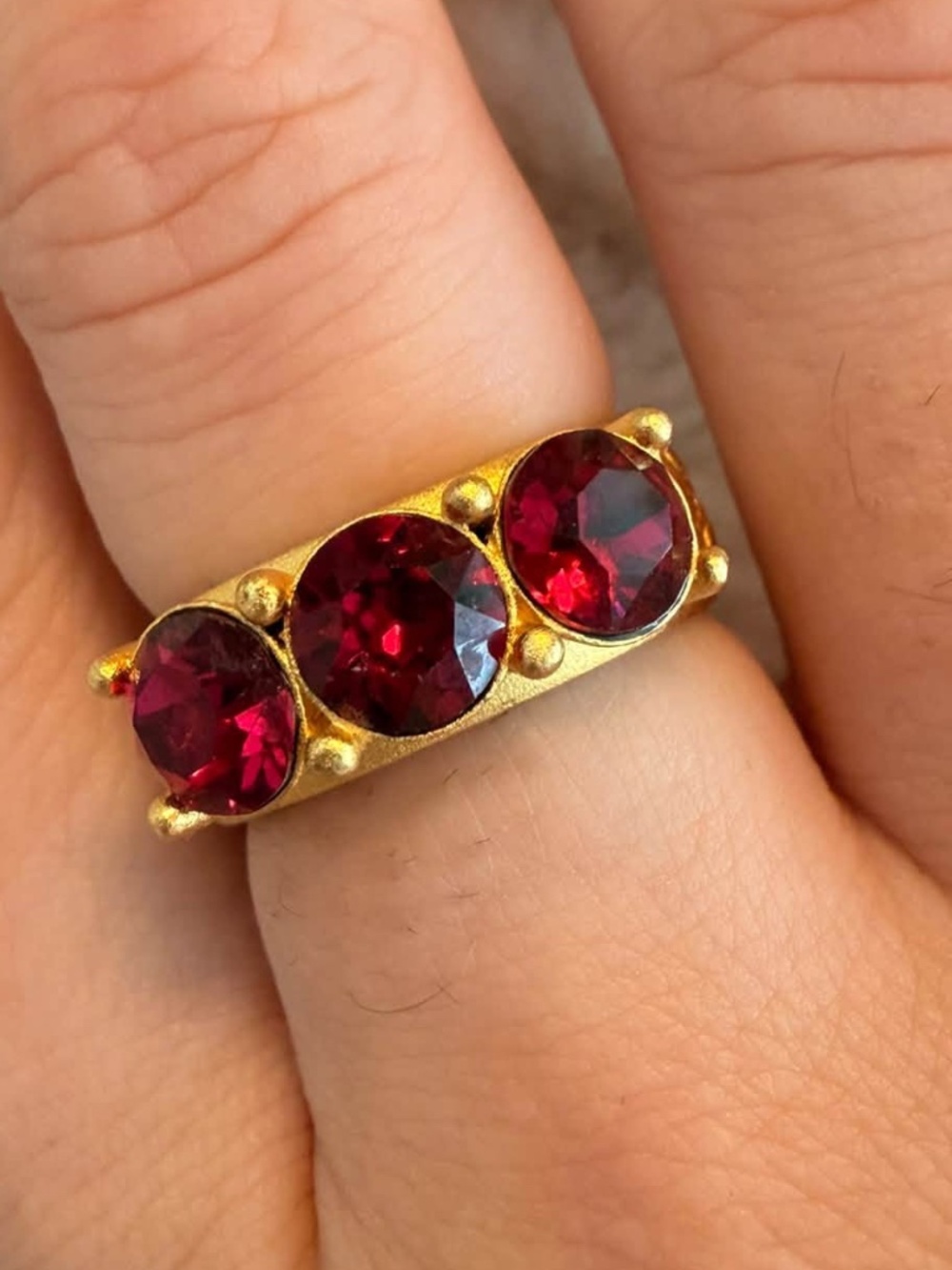 French Kande Triple Swarovski Crystal Ring